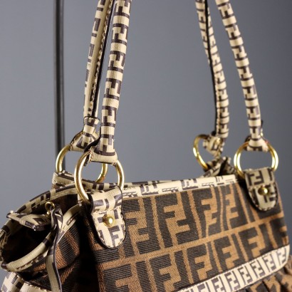 Fendi Kochtasche Vintage Leder Irisierender Stoff Italien 1960er-70er Jahre_1329379 Fendi Vintage Kochtasche