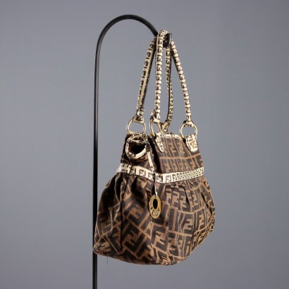 Fendi Kochtasche Vintage Leder Irisierender Stoff Italien 1960er-70er Jahre_1329380 Fendi Vintage Kochtasche