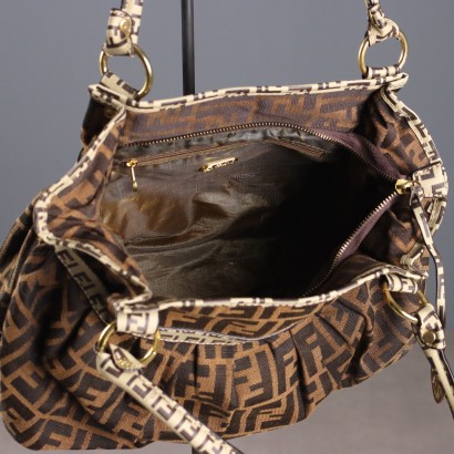Fendi Kochtasche Vintage Leder Irisierender Stoff Italien 1960er-70er Jahre_1329381 Fendi Vintage Kochtasche