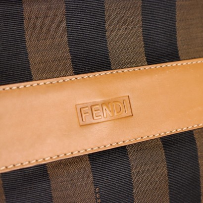 Porte-documents vintage Fendi en toile rayée et cuir, Italie, années 1980-1990_1329626 Porte-documents vintage Fendi