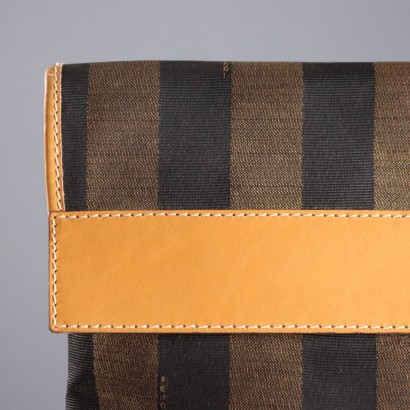Porte-documents vintage Fendi en toile rayée et cuir, Italie, années 1980-1990_1329627 Porte-documents vintage Fendi