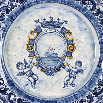 Assiette de Présentation Antique Maiolica d'Alba Docilia, Albisola, Italie, 1930s_1329680 Assiette de défilé en majolique Alba Doci