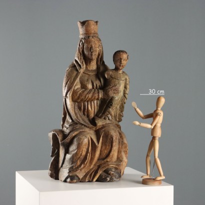Antique Wooden Sculpture of the Madonna and Child, Italy, 19th Century_1329688 Madonna with Child Wooden Statue