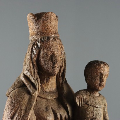 Antique Wooden Sculpture of the Madonna and Child, Italy, 19th Century_1329689 Madonna with Child Wooden Statue