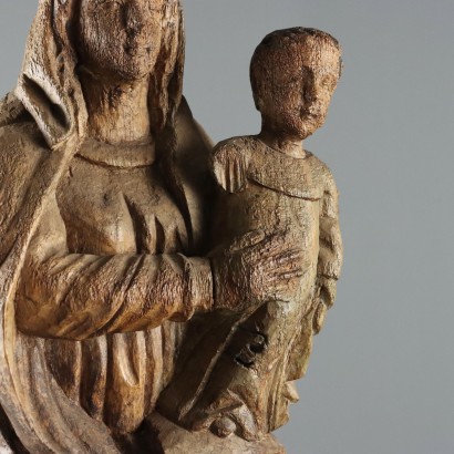 Antique Wooden Sculpture of the Madonna and Child, Italy, 19th Century_1329690 Madonna with Child Wooden Statue