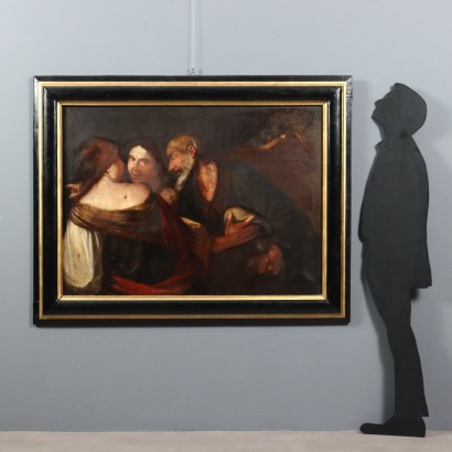 Lote de pinturas antiguas y sus hijas Óleo sobre lienzo Italia Siglo XVIII_1329731 Pintura Lot y sus hijas