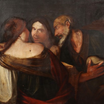 Lote de pinturas antiguas y sus hijas Óleo sobre lienzo Italia Siglo XVIII_1329732 Pintura Lot y sus hijas