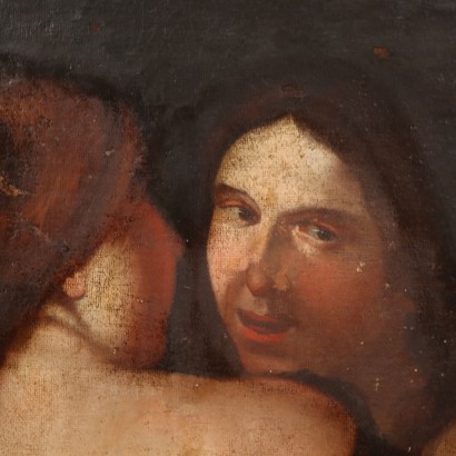 Lote de pinturas antiguas y sus hijas Óleo sobre lienzo Italia Siglo XVIII_1329733 Pintura Lot y sus hijas