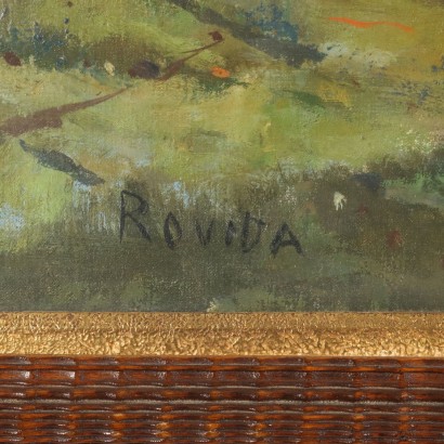 Painting Signed by Angelo Rovida, Landscape with a View of the Lake, 1960s_1329751 Painting by Angelo Rovida, Landscape with a Lake View, Angelo Rovida, Angelo Rovida, Angelo Rovida