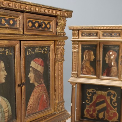 Small Antique Cabinets Renaissance Style Fir Italy Early 20th Century_1329800 Pair of cabinets, Pair of small cabinets in Rinas style