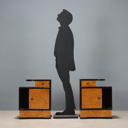 Vintage Deco Nachttische aus exotischem Holzfurnier, 1940er Jahre_1329851 Zwei Art-Deco-Nachttische aus den 1940er Jahren
