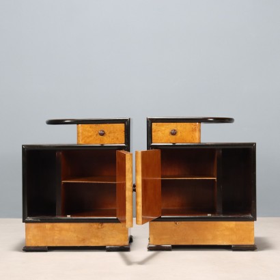 Vintage Deco Nachttische aus exotischem Holzfurnier, 1940er Jahre_1329852 Zwei Art-Deco-Nachttische aus den 1940er Jahren