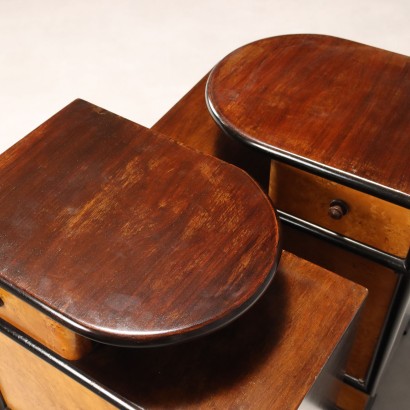 Vintage Deco Nachttische aus exotischem Holzfurnier, 1940er Jahre_1329856 Zwei Art-Deco-Nachttische aus den 1940er Jahren