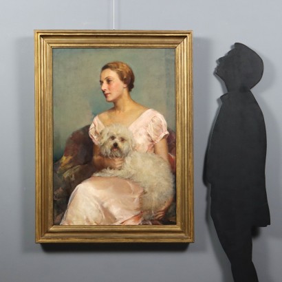 Gemälde von Géza Kövesdy Porträt einer Dame mit einem Welpen 1934_1330049 Gemälde von Géza Kövesdy,Porträt einer Dame mit kleinem Hund,Géza Kövesdy,Géza Kövesdy,Géza Kövesdy