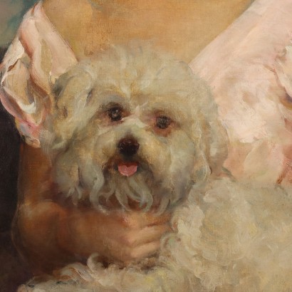 Gemälde von Géza Kövesdy Porträt einer Dame mit einem Welpen 1934_1330052 Gemälde von Géza Kövesdy,Porträt einer Dame mit kleinem Hund,Géza Kövesdy,Géza Kövesdy,Géza Kövesdy