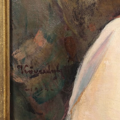 Gemälde von Géza Kövesdy Porträt einer Dame mit einem Welpen 1934_1330055 Gemälde von Géza Kövesdy,Porträt einer Dame mit kleinem Hund,Géza Kövesdy,Géza Kövesdy,Géza Kövesdy
