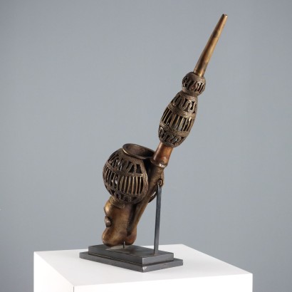 Royal Bronze Pipe Bamun Art Cameroon Africa 20th Century Ethnic_1330277 Royal Bronze Pipe Art Bamun Cameroon