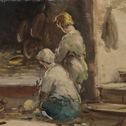 Modern Painting by Mario Fattori Interior with Fireplace 20th Century_1330359 Painting by Mario Fattori, Painting by Mario Fattori, Interior with Fireplace, Mario Fattori, Mario Fattori, Mario Fattori