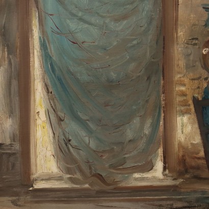 Modern Painting by Mario Fattori Interior with Fireplace 20th Century_1330362 Painting by Mario Fattori, Painting by Mario Fattori, Interior with Fireplace, Mario Fattori, Mario Fattori, Mario Fattori