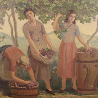 Modern Painting by Eliodoro Coccoli Grape Harvest Scene, Italy, 1959_1330369 Painting by Eliodoro Coccoli, Grape Harvest Scene, Eliodoro Coccoli, Eliodoro Coccoli, Eliodoro Coccoli, Eliodoro Coccoli