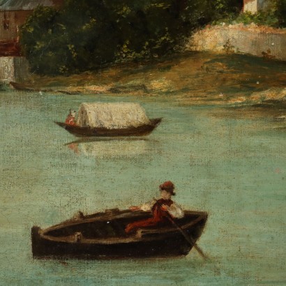 Ancient Landscape Painting with View of Omegna, Italy, 19th Century_1330382 Landscape painting with view of Omegna