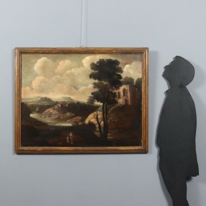 Landscape Painting with Building and Figures