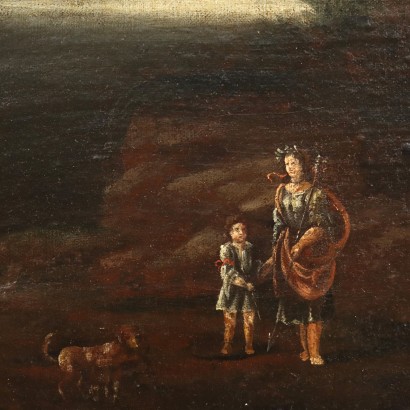 Landscape Painting with Building and Figures