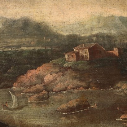 Landscape Painting with Building and Figures