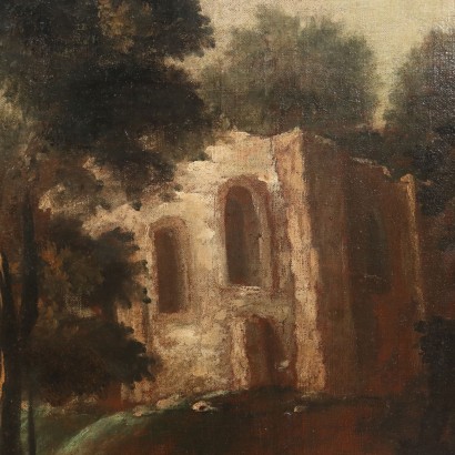Landscape Painting with Building and Figures