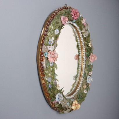 Venetian Glass Mirror, Venetian Mirror with Colored Glass