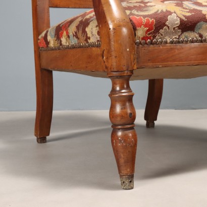 Antique Walnut Maple Fabric Armchairs from Italy, Late 19th Century_1330771 Pair of Armchairs