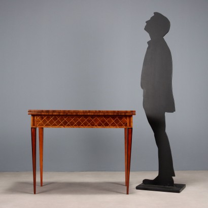 Table à jeux ancienne, placages divers, Italie, XVIIIe siècle_1330775 table de jeu marquetée