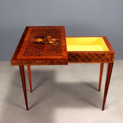 Table à jeux ancienne, placages divers, Italie, XVIIIe siècle_1330780 table de jeu marquetée