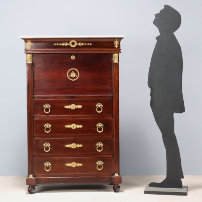 Antique Empire Style Mahogany Secretary with 4 Drawers, France, 20th Century_1330789 Secretaire, Empire Style Mahogany Secretaire