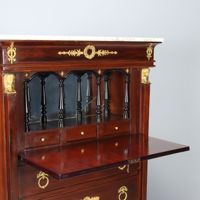 Antique Empire Style Mahogany Secretary with 4 Drawers, France, 20th Century_1330790 Secretaire, Empire Style Mahogany Secretaire