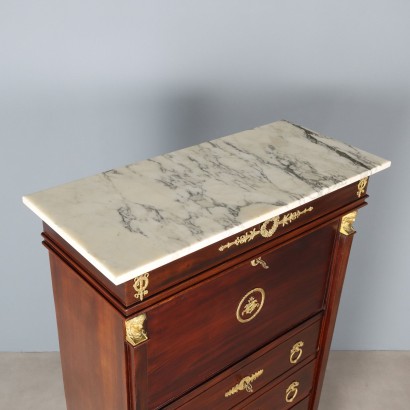 Antique Empire Style Mahogany Secretary with 4 Drawers, France, 20th Century_1330797 Secretaire, Empire Style Mahogany Secretaire