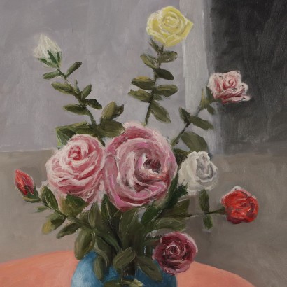 Modern Painting Signed by Maurizio Ligas Interior with Flowers 1995_1330803 Painting by Maurizio Ligas, Interior with Flowers, Maurizio Ligas, Maurizio Ligas, Maurizio Ligas, Maurizio Ligas