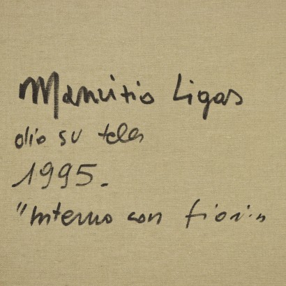 Modern Painting Signed by Maurizio Ligas Interior with Flowers 1995_1330810 Painting by Maurizio Ligas, Interior with Flowers, Maurizio Ligas, Maurizio Ligas, Maurizio Ligas, Maurizio Ligas