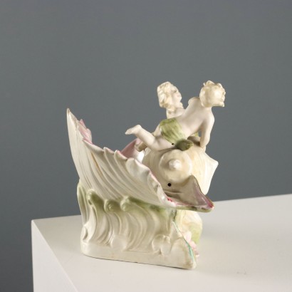 Jugendstil-Muschelvase, antikes Porzellan, 19.-20. Jahrhundert_1330846 Jugendstil-Muschelvase aus Porzellan