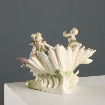 Jugendstil-Muschelvase, antikes Porzellan, 19.-20. Jahrhundert_1330847 Jugendstil-Muschelvase aus Porzellan