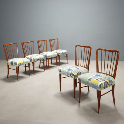 Vintage Chairs Beech Fabric Design Italy 1960s