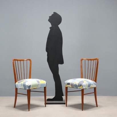 Vintage Beech Chairs with Colored Fabric, Italian Design, 1960s_1330868 Group of 1960s Chairs