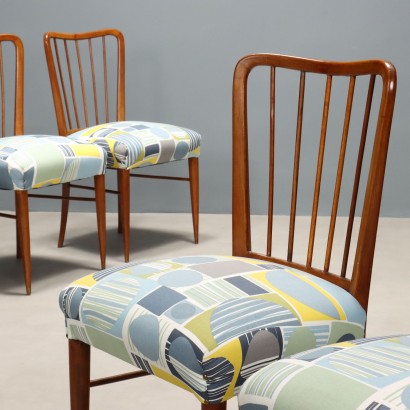 Vintage Beech Chairs with Colored Fabric, Italian Design, 1960s_1330869 Group of 1960s Chairs
