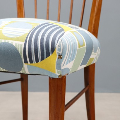 Vintage Beech Chairs with Colored Fabric, Italian Design, 1960s_1330872 Group of 1960s Chairs