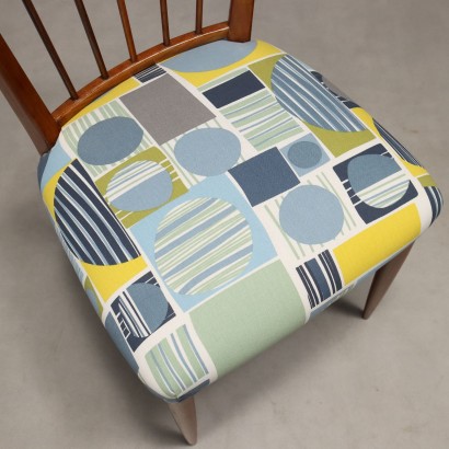 Vintage Beech Chairs with Colored Fabric, Italian Design, 1960s_1330874 Group of 1960s Chairs