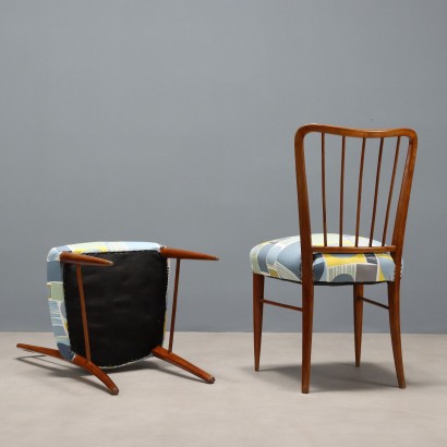 Vintage Beech Chairs with Colored Fabric, Italian Design, 1960s_1330875 Group of 1960s Chairs