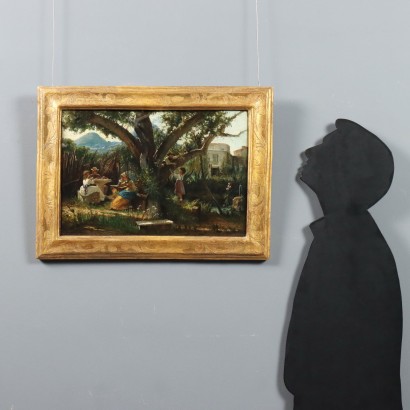 Painting by Eleuterio Pagliano, Figures in the Garden, Eleuterio Pagliano, Eleuterio Pagliano, Eleuterio Pagliano, Eleuterio Pagliano