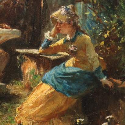 Painting by Eleuterio Pagliano, Figures in the Garden, Eleuterio Pagliano, Eleuterio Pagliano, Eleuterio Pagliano, Eleuterio Pagliano