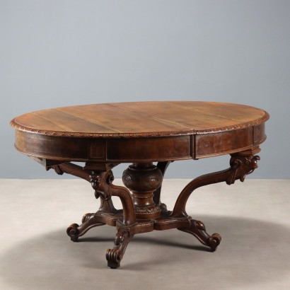 Mesa extensible tipo cesta de nogal