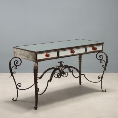 Antique Console Iron Top with Mirrors and Drawers XX Century